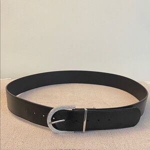 Black Belt with Rhinestone Buckle